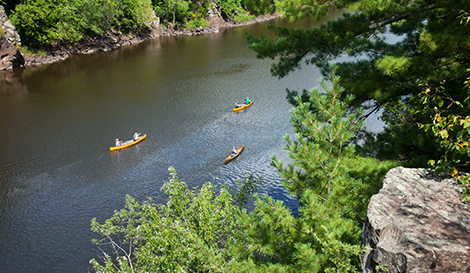 Kayaking in the St. Croix River near Taylors Falls.